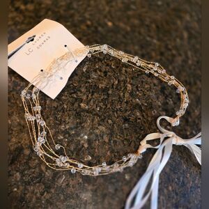 Lauren Conrad Gold and Clear Beaded Headband